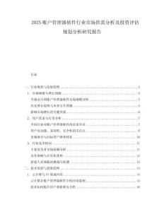 2025賬戶管理器軟件行業市場供需分析及投資評估規劃分析研究報告