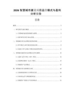 2026智慧城市建設(shè)項(xiàng)目運(yùn)營(yíng)模式與盈利分析報(bào)告