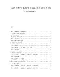 2025智慧交通系統行業市場需求供給分析及投資潛力評估規劃報告