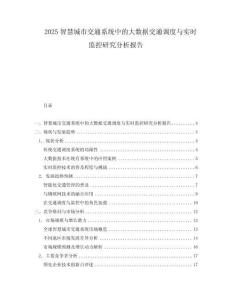 2025智慧城市交通系統中的大數據交通調度與實時監控研究分析報告