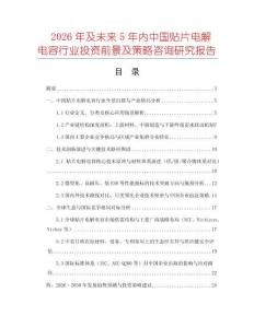 2026年及未來5年內(nèi)中國(guó)貼片電解電容行業(yè)投資前景及策略咨詢研究報(bào)告