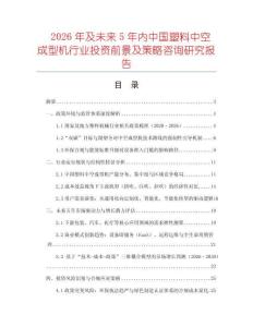 2026年及未來5年內中國塑料中空成型機行業投資前景及策略咨詢研究報告