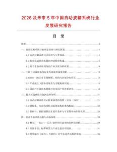 2026及未來5年中國自動波箱系統(tǒng)行業(yè)發(fā)展研究報告