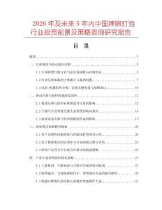 2026年及未來(lái)5年內(nèi)中國(guó)牌照燈泡行業(yè)投資前景及策略咨詢研究報(bào)告