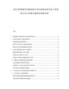 2025智慧城市交通系統行業市場需求研究及產業發展方向與智能交通管理策略分析