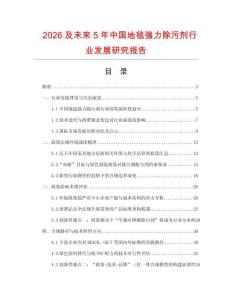 2026及未來5年中國地毯強力除污劑行業發展研究報告