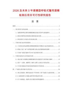2026及未來5年便攜型呼吸式警用酒精檢測儀項(xiàng)目可行性研究報(bào)告