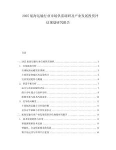2025航海運輸行業市場供需調研及產業發展投資評估規劃研究報告