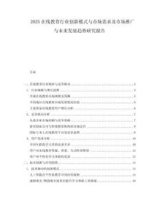 2025在線教育行業創新模式與市場需求及市場推廣與未來發展趨勢研究報告