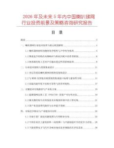 2026年及未來5年內中國喇叭銻網行業投資前景及策略咨詢研究報告