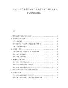 2025韓國汽車零件制造產業供需局面預測及風險把控營銷研究報告