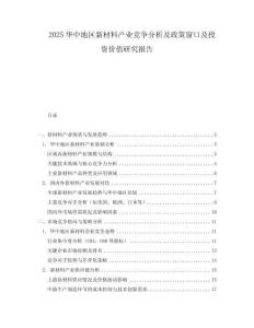 2025華中地區(qū)新材料產(chǎn)業(yè)競(jìng)爭(zhēng)分析及政策窗口及投資價(jià)值研究報(bào)告