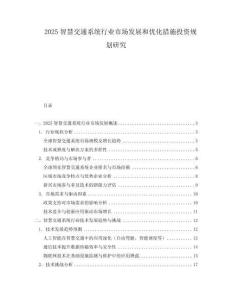 2025智慧交通系統(tǒng)行業(yè)市場發(fā)展和優(yōu)化措施投資規(guī)劃研究