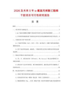 2026及未來5年α-氰基丙烯酸乙酯瞬干膠項目可行性研究報告