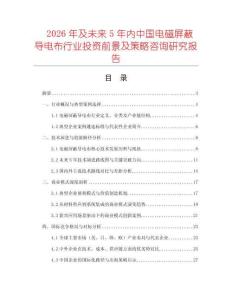 2026年及未來5年內(nèi)中國電磁屏蔽導(dǎo)電布行業(yè)投資前景及策略咨詢研究報告