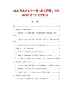2026及未來5年一氧化碳變送器／控制器項目可行性研究報告