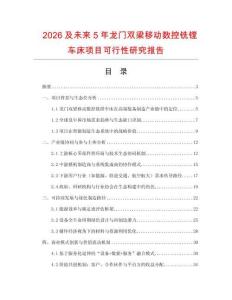 2026及未來5年龍門雙梁移動數控銑鏜車床項目可行性研究報告