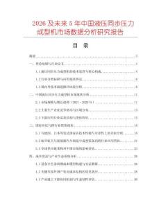 2026及未來5年中國液壓同步壓力成型機市場數(shù)據(jù)分析研究報告