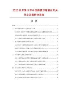 2026及未來5年中國側裝浮球液位開關行業發展研究報告