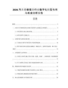 2026汽車維修保養(yǎng)行業(yè)數(shù)字化轉(zhuǎn)型與市場(chǎng)機(jī)會(huì)分析報(bào)告