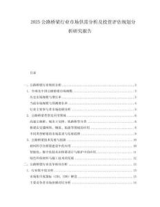 2025公路橋梁行業市場供需分析及投資評估規劃分析研究報告