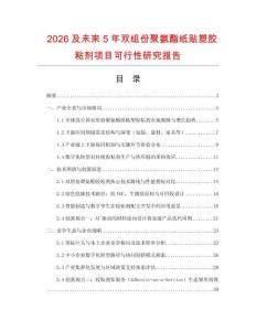 2026及未來5年雙組份聚氨酯紙貼塑膠粘劑項目可行性研究報告
