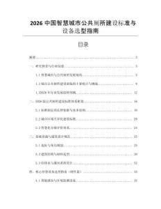 2026中国智慧城市公共厕所建设标准与设备选型指南