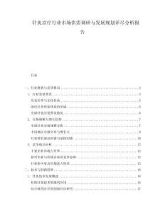 針灸治療行業市場供需調研與發展規劃詳盡分析報告