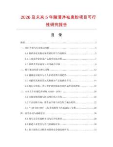 2026及未來5年腋清凈袪臭粉項目可行性研究報告
