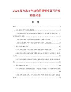2026及未來5年結構用焊管項目可行性研究報告