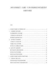 2025西南航空（運輸）行業市場現狀分析及投資評估報告規劃