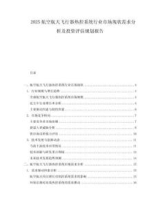 2025航空航天飛行器熱控系統行業市場現狀需求分析及投資評估規劃報告