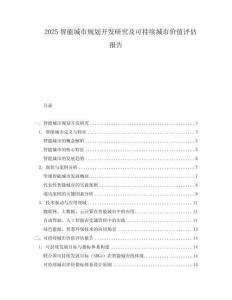 2025智能城市規劃開發研究及可持續城市價值評估報告