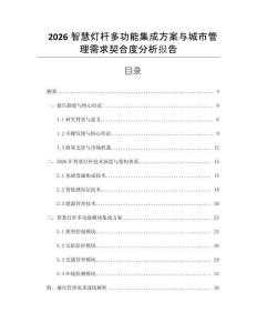 2026智慧燈桿多功能集成方案與城市管理需求契合度分析報告