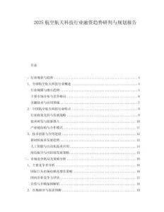 2025航空航天科技行業融資趨勢研判與規劃報告
