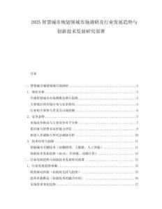 2025智慧城市規(guī)劃領域市場調(diào)研及行業(yè)發(fā)展趨勢與創(chuàng)新技術發(fā)展研究部署