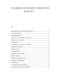 2025幼教機構行業市場深度探究及發展現狀與發展路徑研究報告