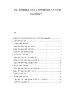 2025職業教育改革深度研究及現代技能人才培養新模式探索報告