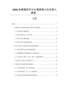 2026全球滑石行業標準體系對比與互認研究