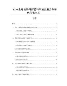 2026全球生物降解塑料政策強制力與替代規模測算