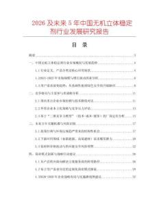 2026及未來5年中國無機立體穩定劑行業發展研究報告