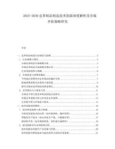2025-2030皮革制品制造技術(shù)創(chuàng)新深度解析及市場開拓策略研究