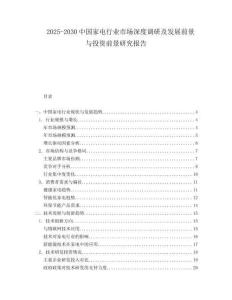 2025-2030中國家電行業市場深度調研及發展前景與投資前景研究報告
