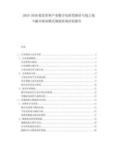 2025-2030批發零售產業數字化轉型路徑與線上線下融合商業模式規劃咨詢評估報告