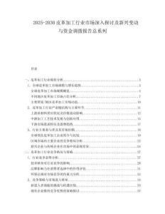 2025-2030皮革加工行業(yè)市場(chǎng)深入探討及新興變動(dòng)與資金調(diào)撥報(bào)告總系列