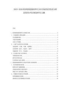 2025-2030歐洲新能源材料行業市場供給需求分析及投資評估規劃研究文獻
