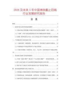 2026及未来5年中国铸铁截止回阀行业发展研究报告