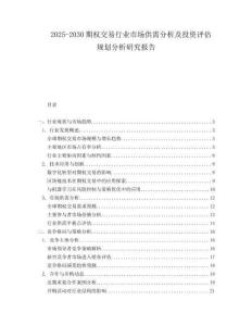 2025-2030期權交易行業市場供需分析及投資評估規劃分析研究報告
