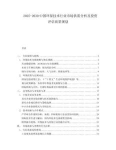 2025-2030中國環(huán)保技術(shù)行業(yè)市場供需分析及投資評估前景規(guī)劃