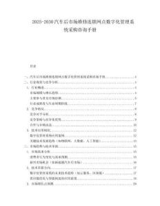 2025-2030汽車后市場維修連鎖網點數字化管理系統采購咨詢手冊